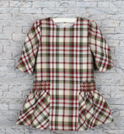 Green & Red Plaid Dropwaist Dress