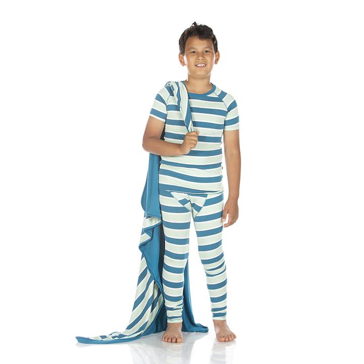 Seaside Cafe Stripe Short Sleeve Sport Pajama Set