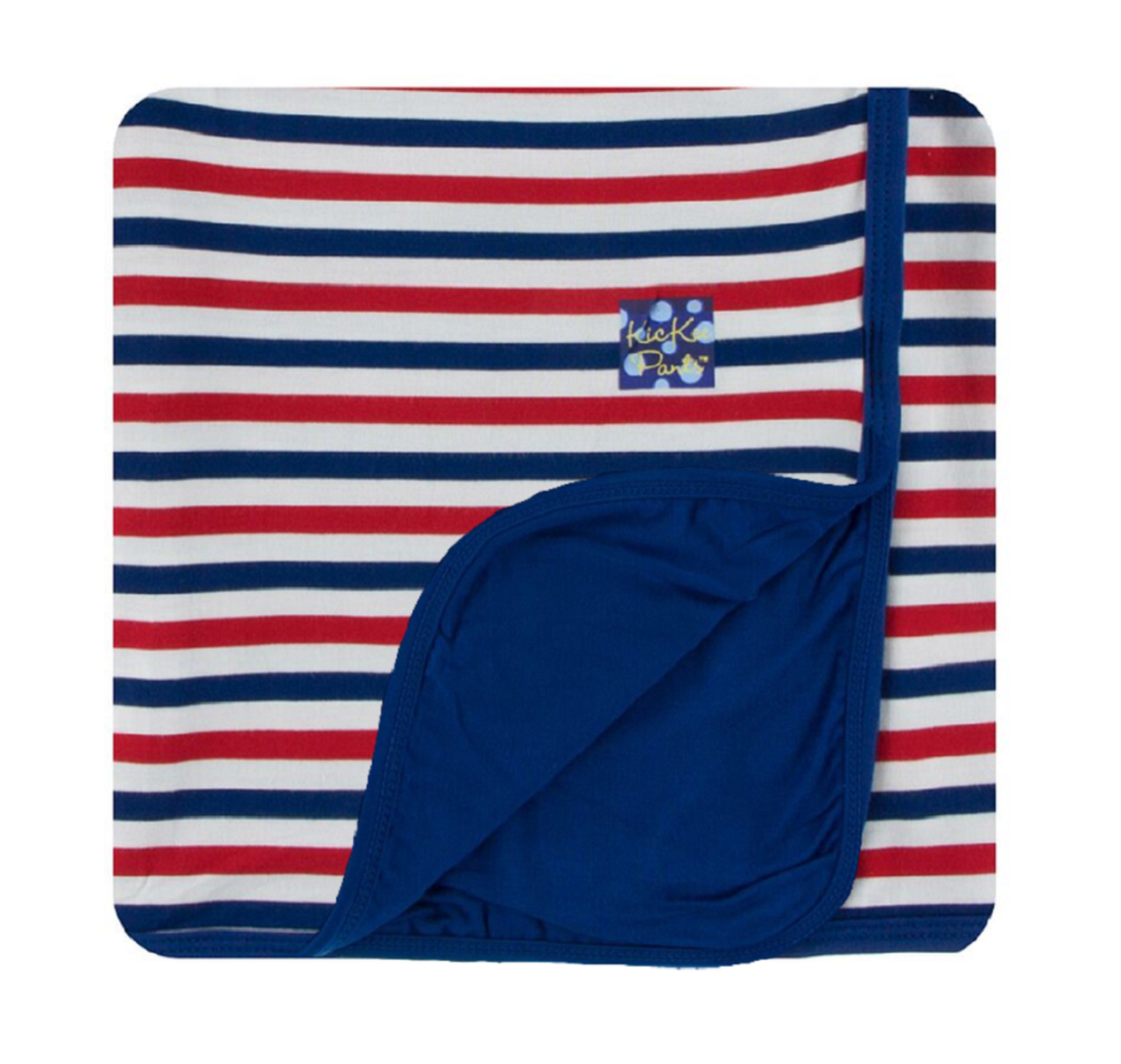 USA Stripe w/ Flag Blue Backing Toddler Blanket