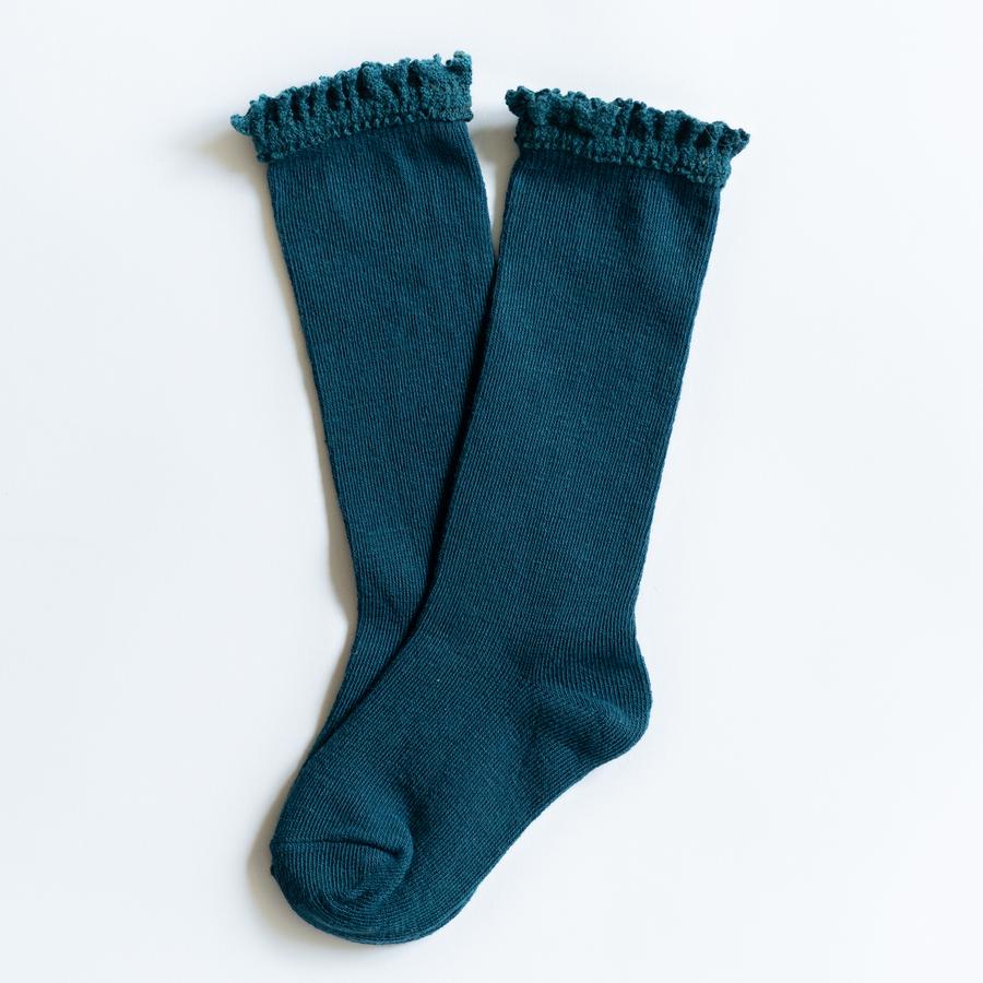 Deep Teal Lace Top Knee Highs