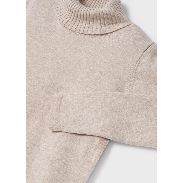 Ecofriends Cream Jersey Knit Round Collar Turtleneck Sweater