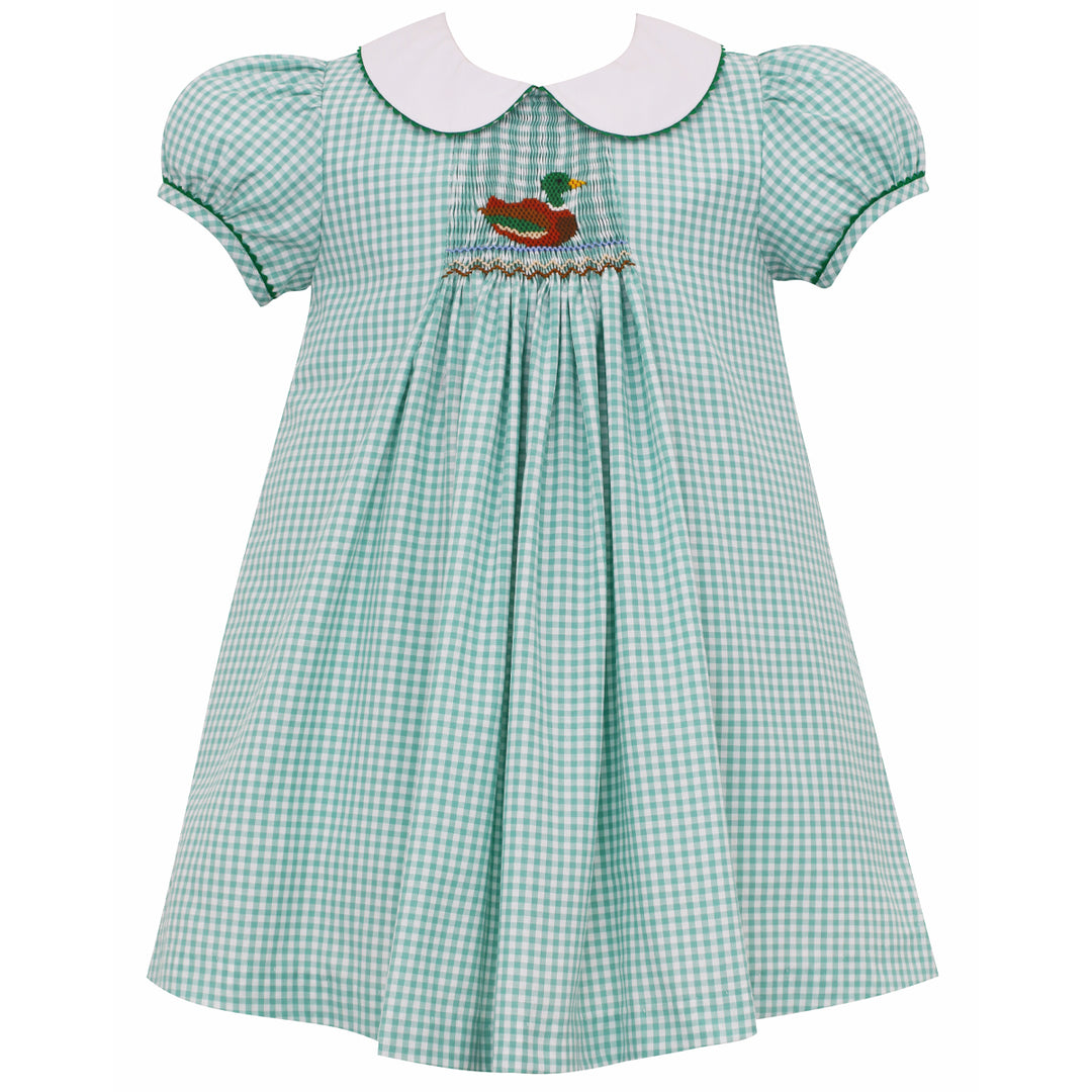 Green Gingham Mallard Duck Float Dress