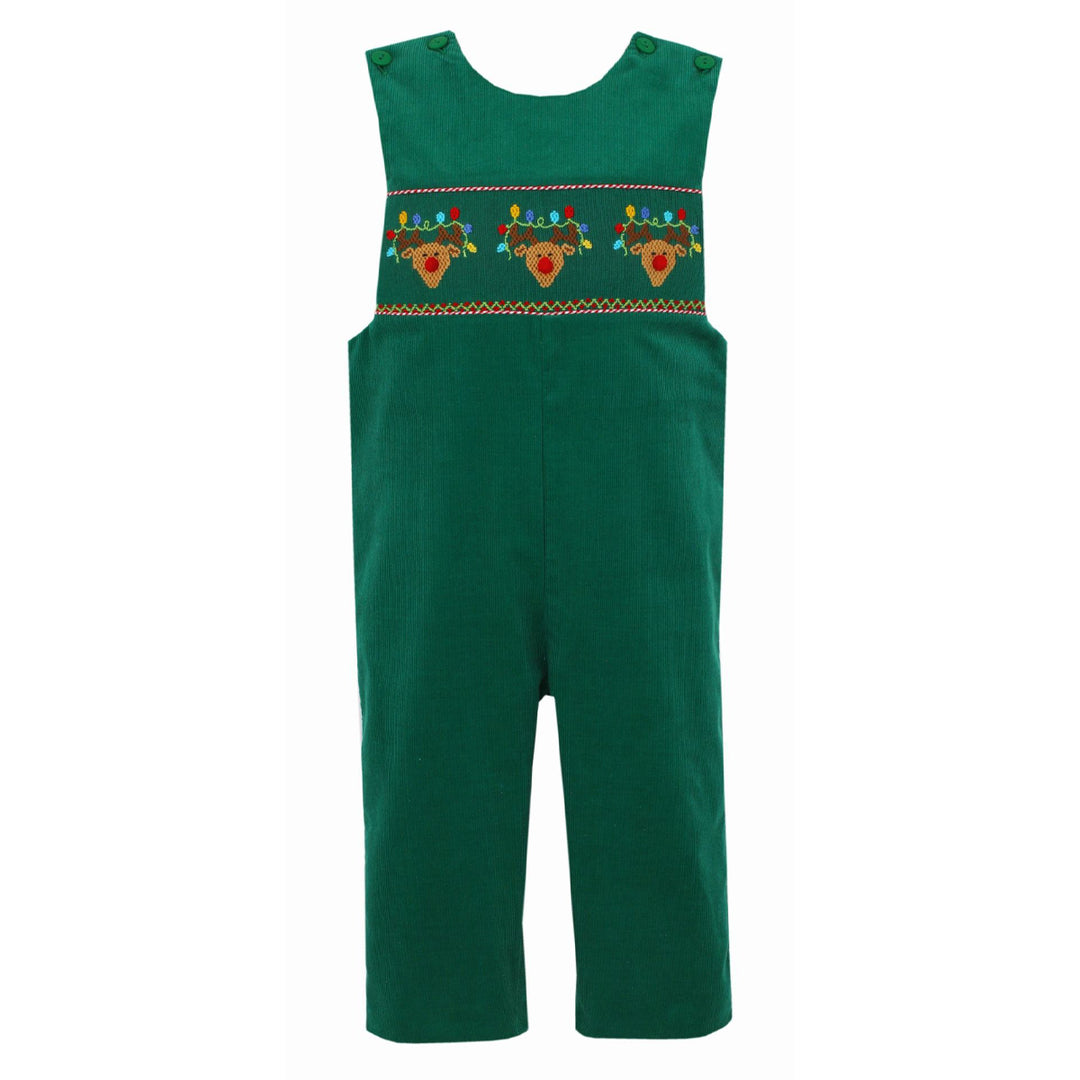 Kelly Green Corduroy Reindeer With Christmas Lights John John