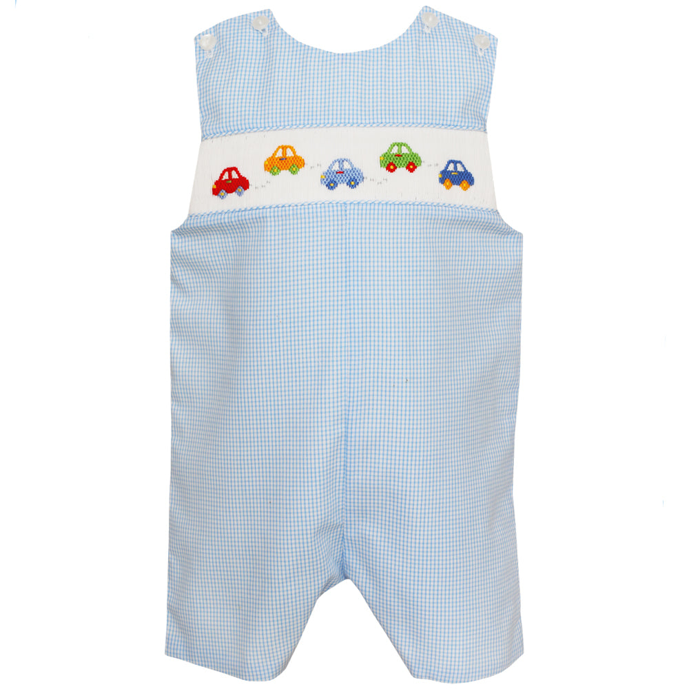 Blue Gingham Smocked Cars John John