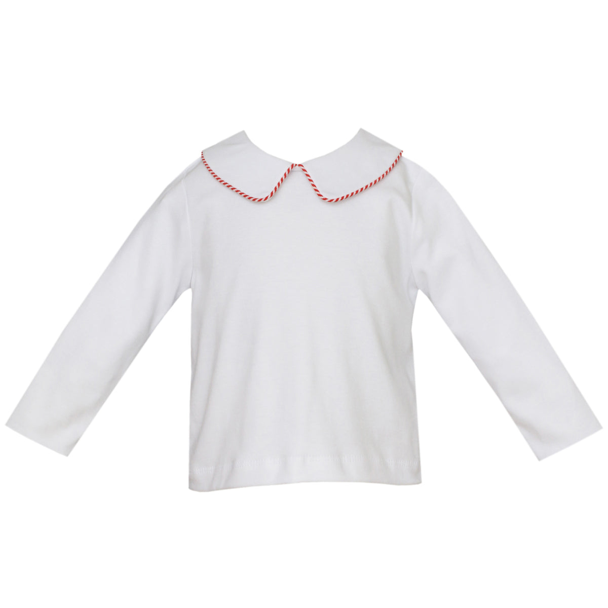 White Knit Shirt w/ Red Stripe Piped Collar