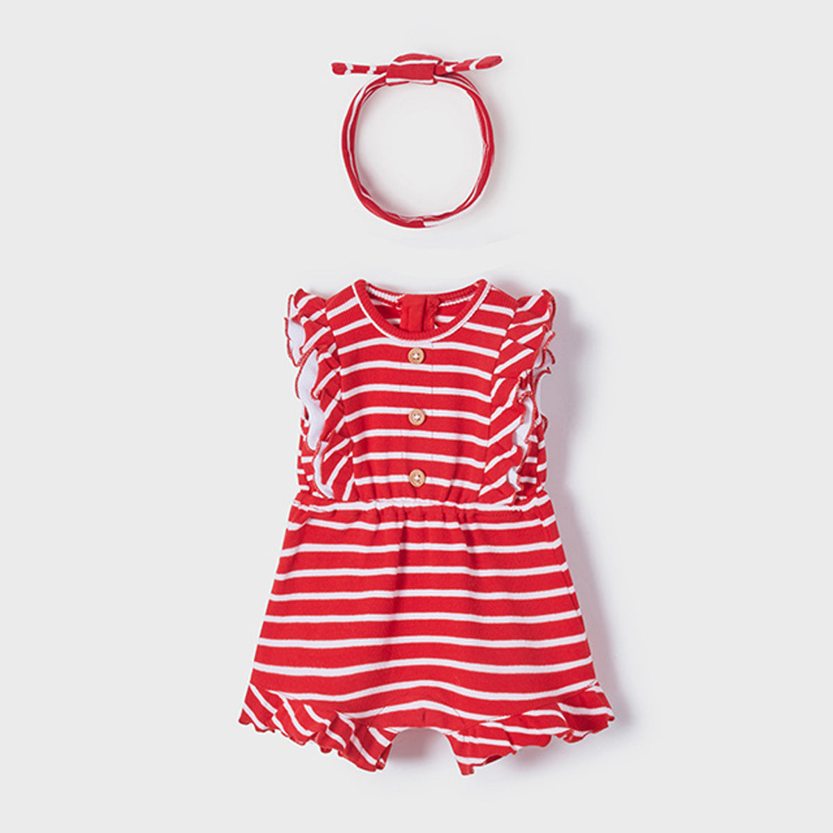 Red Knit Ecofriends Jumpsuit With Headband