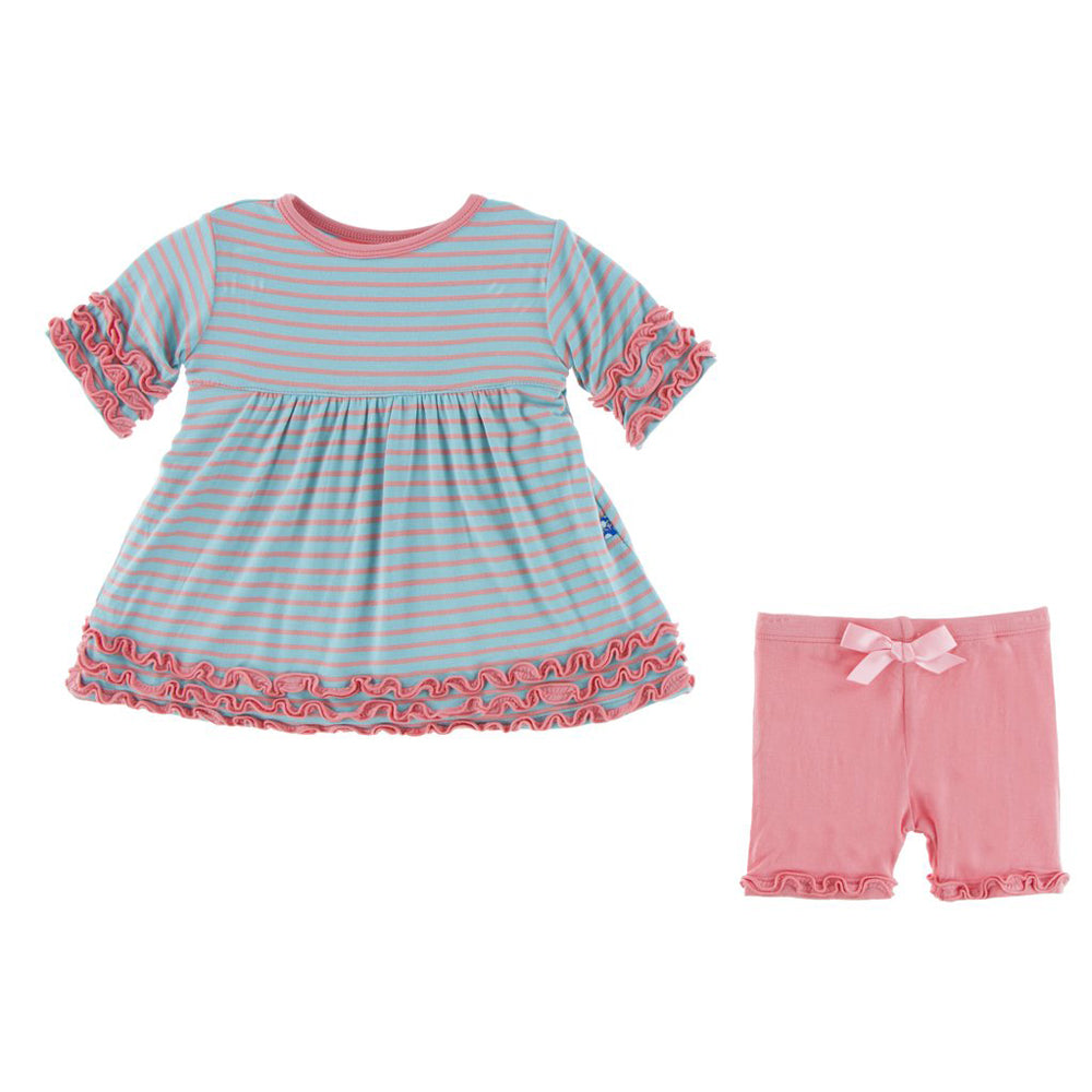 Strawberry Stripe Short Sleeve Babydoll Set