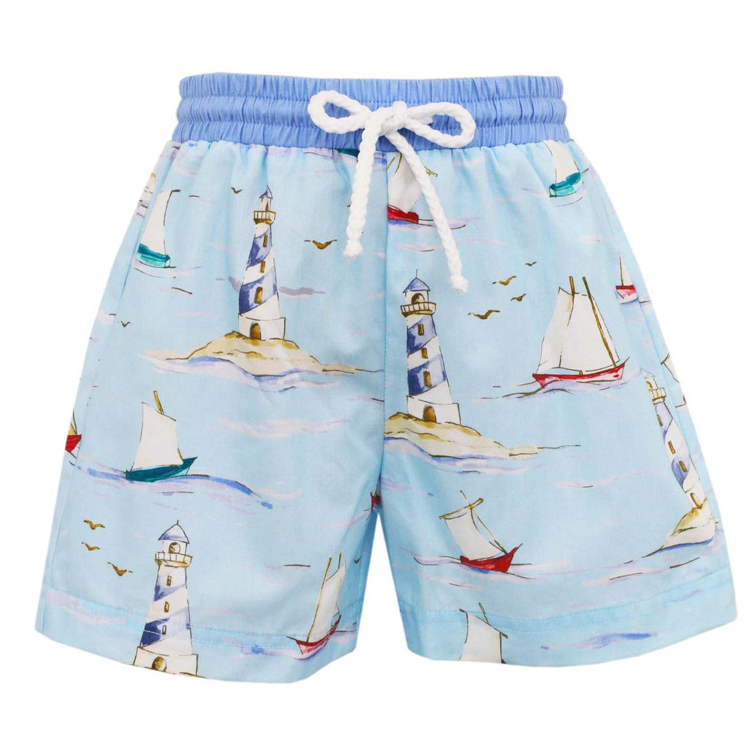 Blue Sailboat Swim Trunks