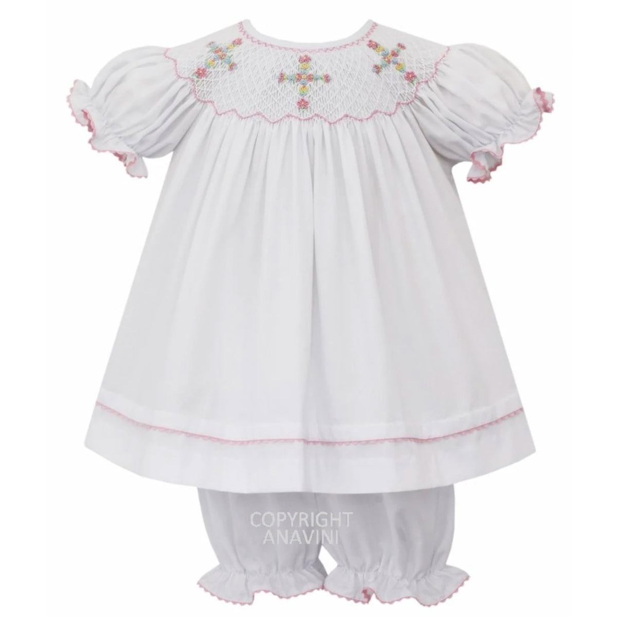 White & Floral Cross Bishop Bloomer Set