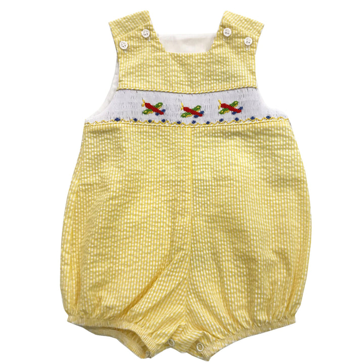 Seersucker Smocked Airplanes Infant-Bubble