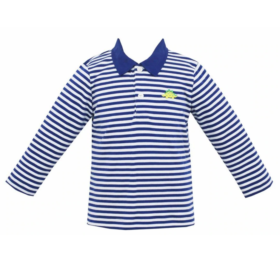 Royal Blue Stripe Dinosaur Polo