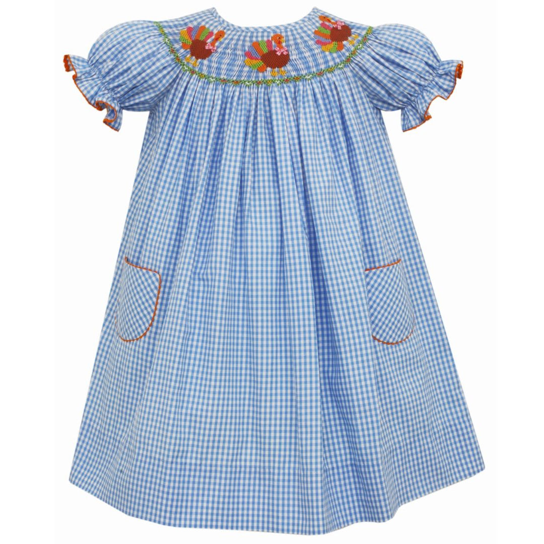 Periwinkle & Blue Check Turkey Long Sleeve Bishop
