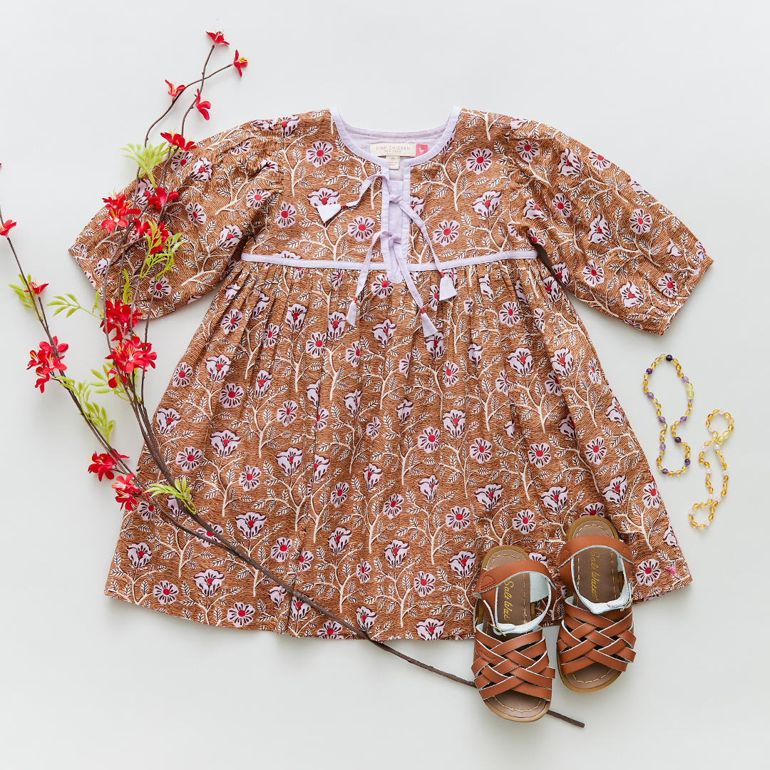 Brown Goa Floral Jade Dress