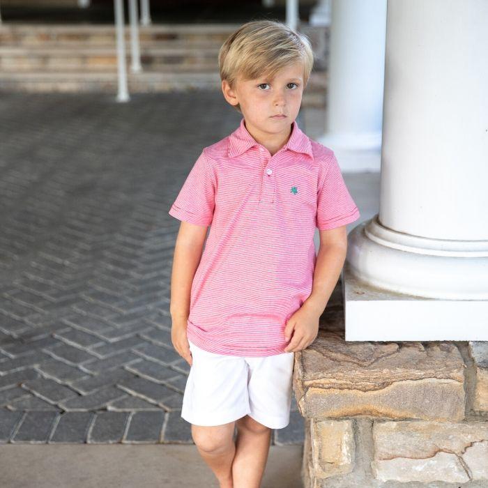 Red & White Stripe Short Sleeve Polo