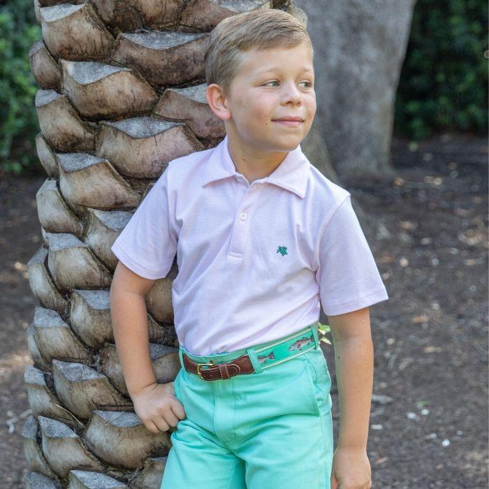 Pink & White Stripe Short Sleeve Polo