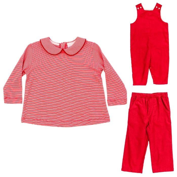 Unisex Red &amp; White Stripe Button Back Shirt