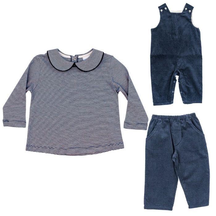 Unisex Navy &amp; White Stripe Button Back Shirt