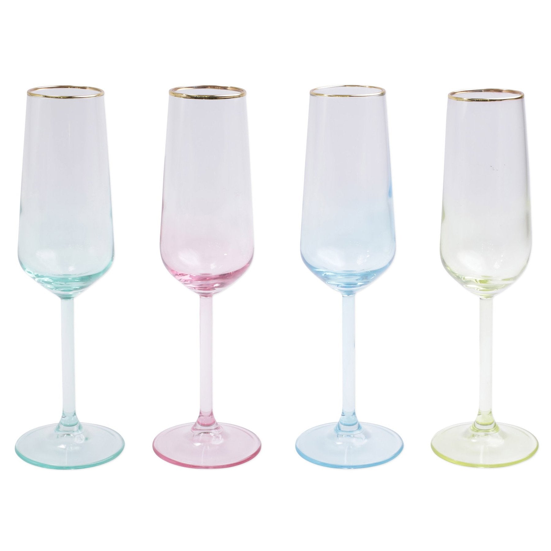 Rainbow Assorted Champagne Flutes - Set of 4