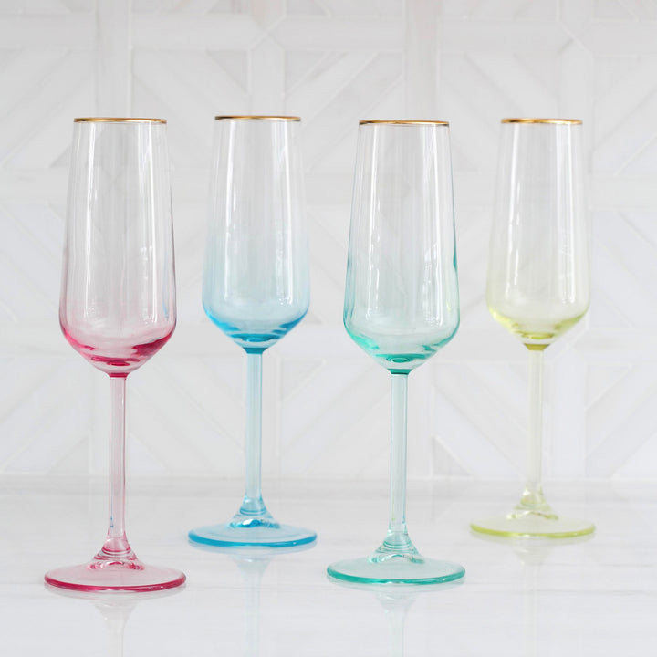 Rainbow Green Champagne Flute