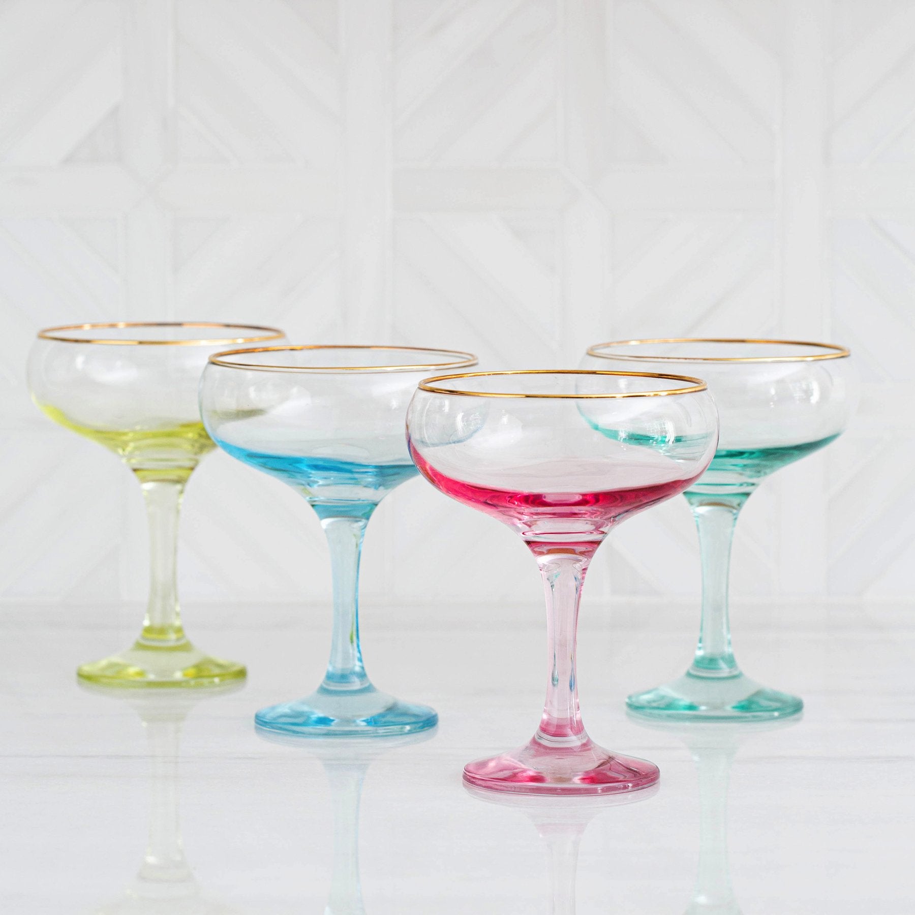 Rainbow Green Coupe Champagne Glass