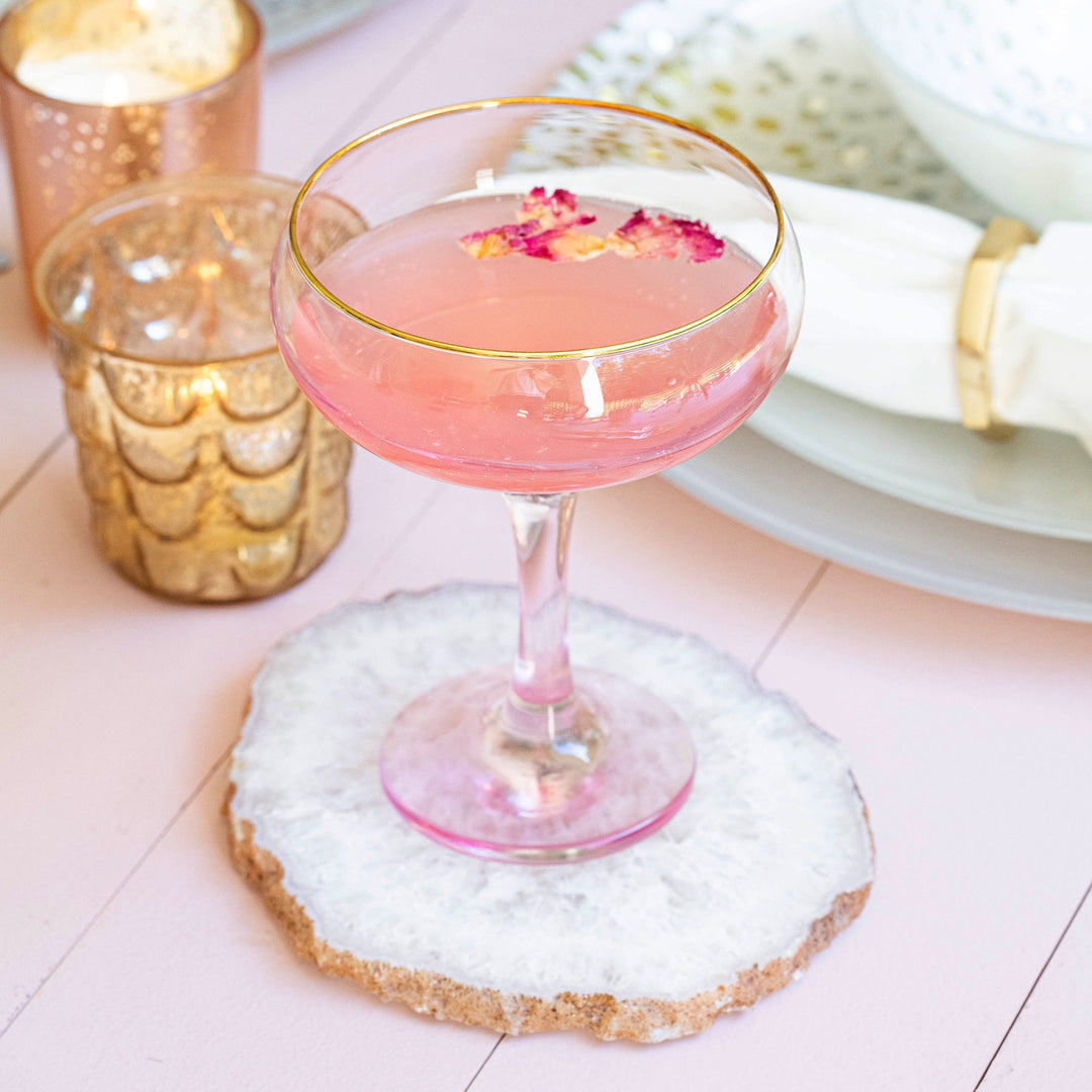 Rainbow Pink Coupe Champagne Glass