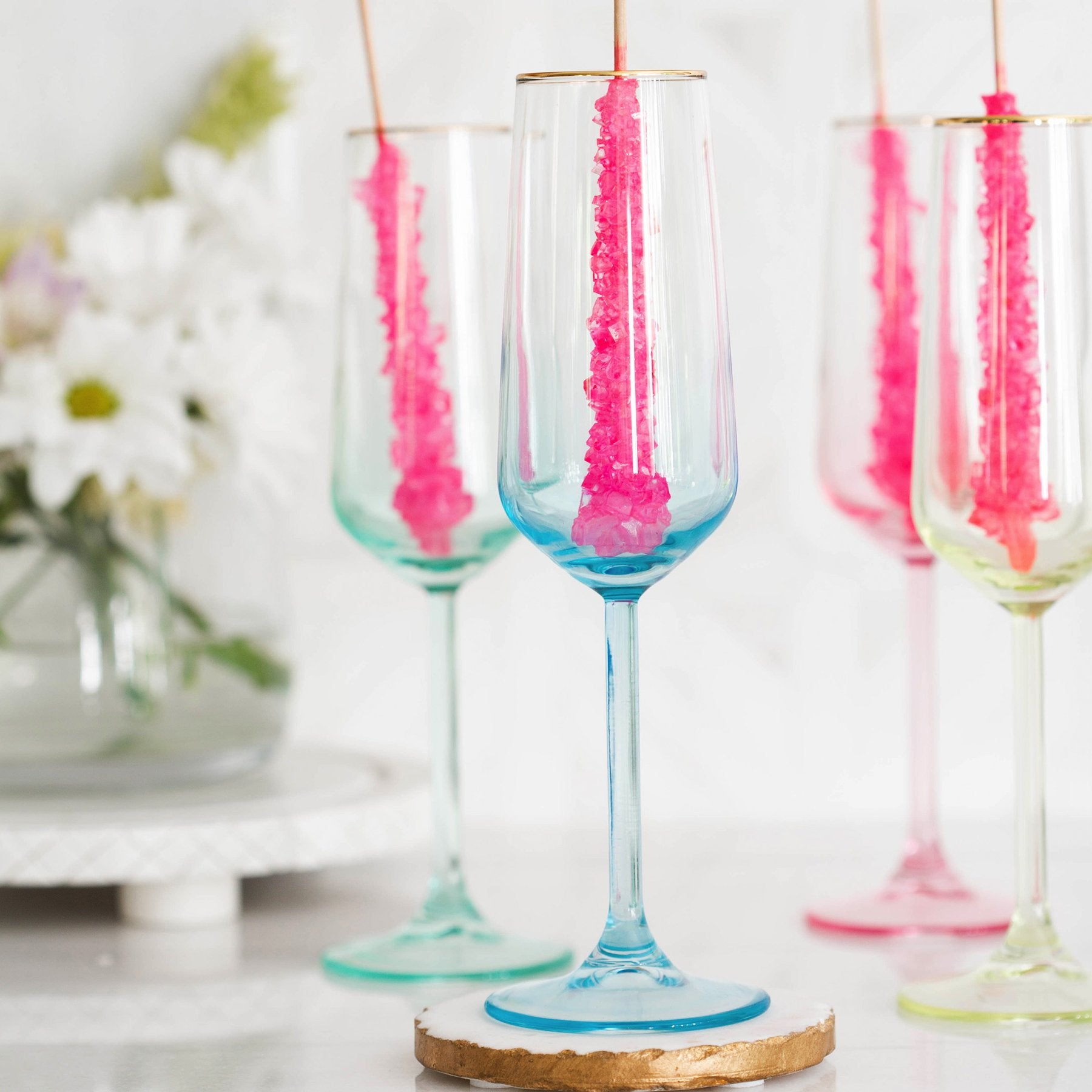 Rainbow Blue Champagne Flute