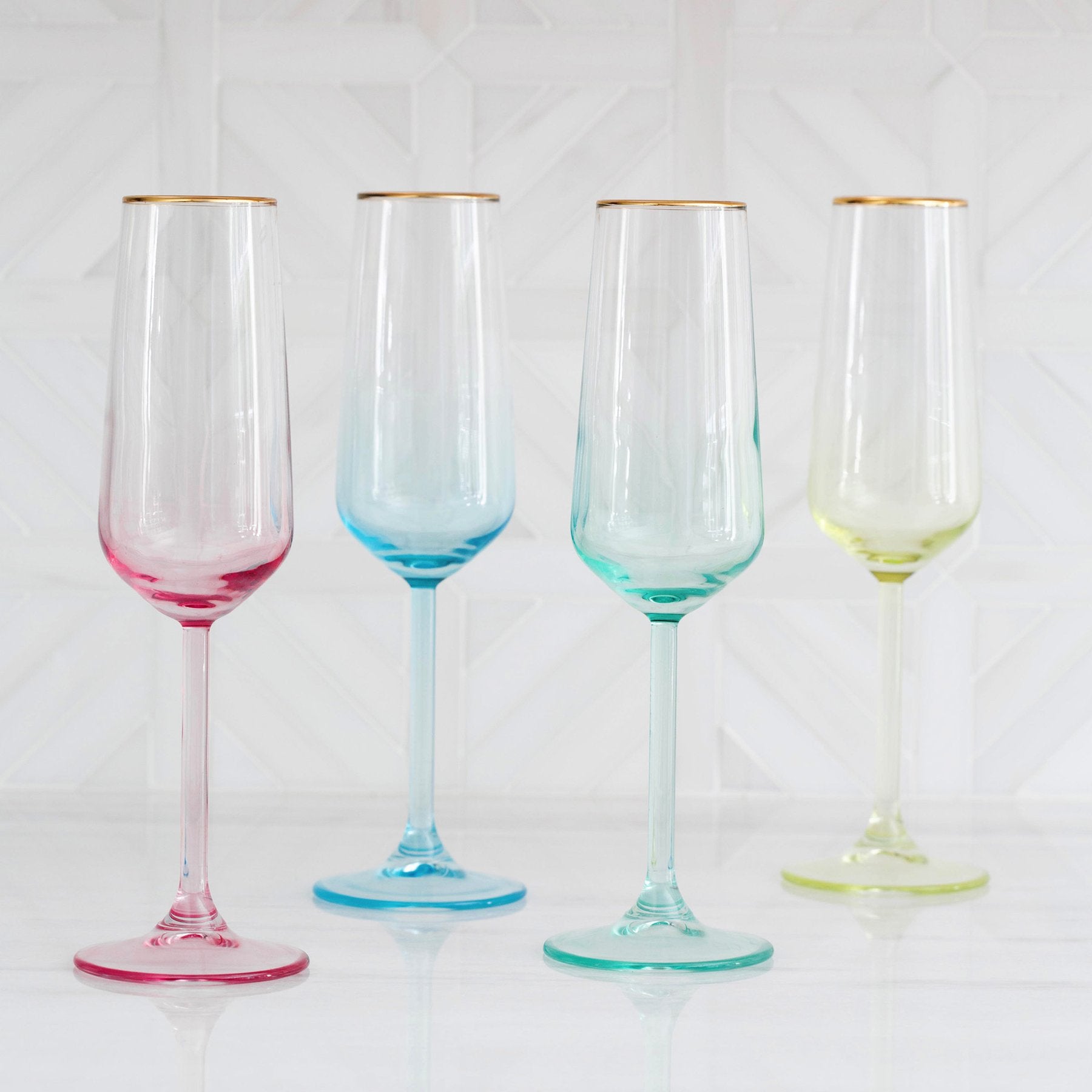 Rainbow Blue Champagne Flute