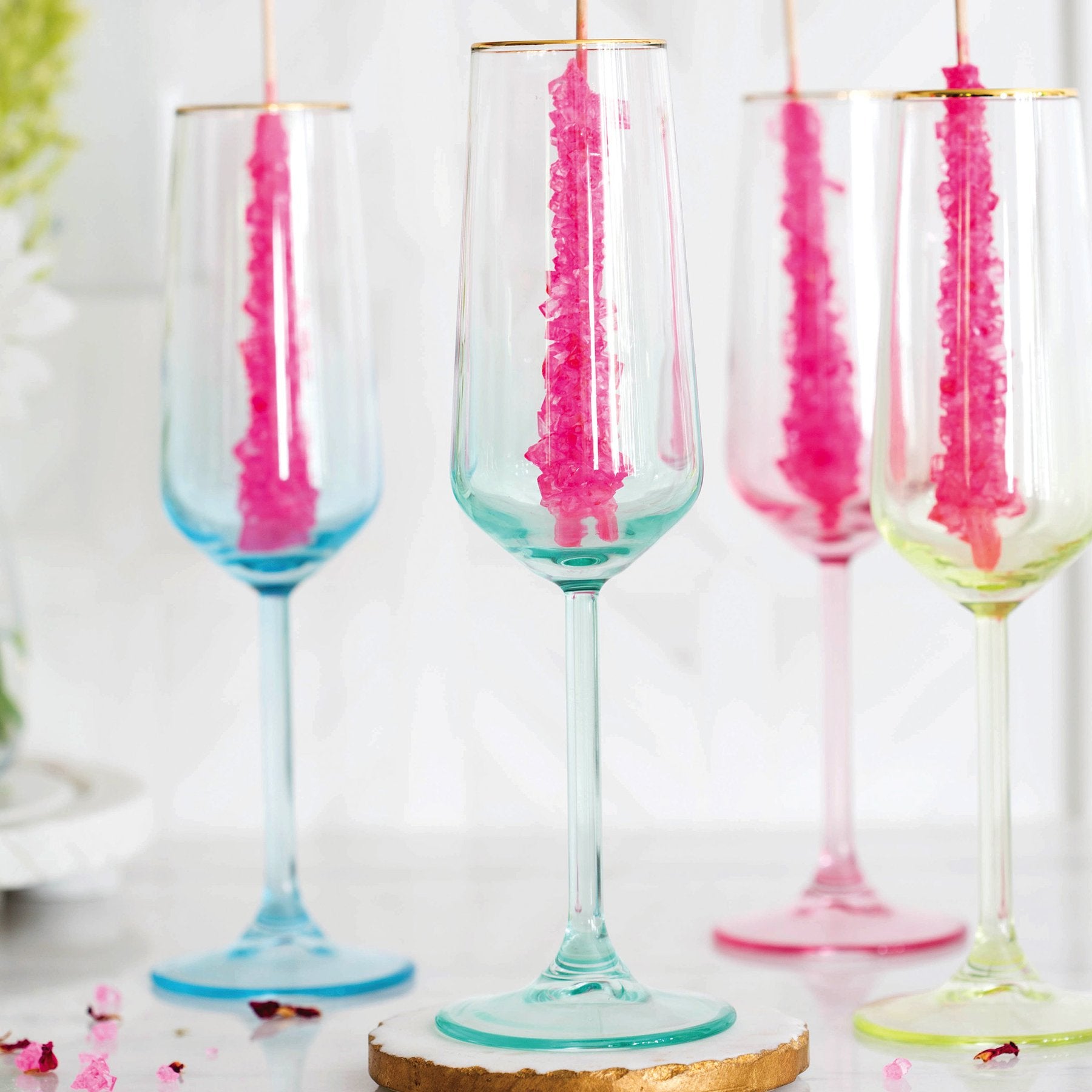 Rainbow Yellow Champagne Flute