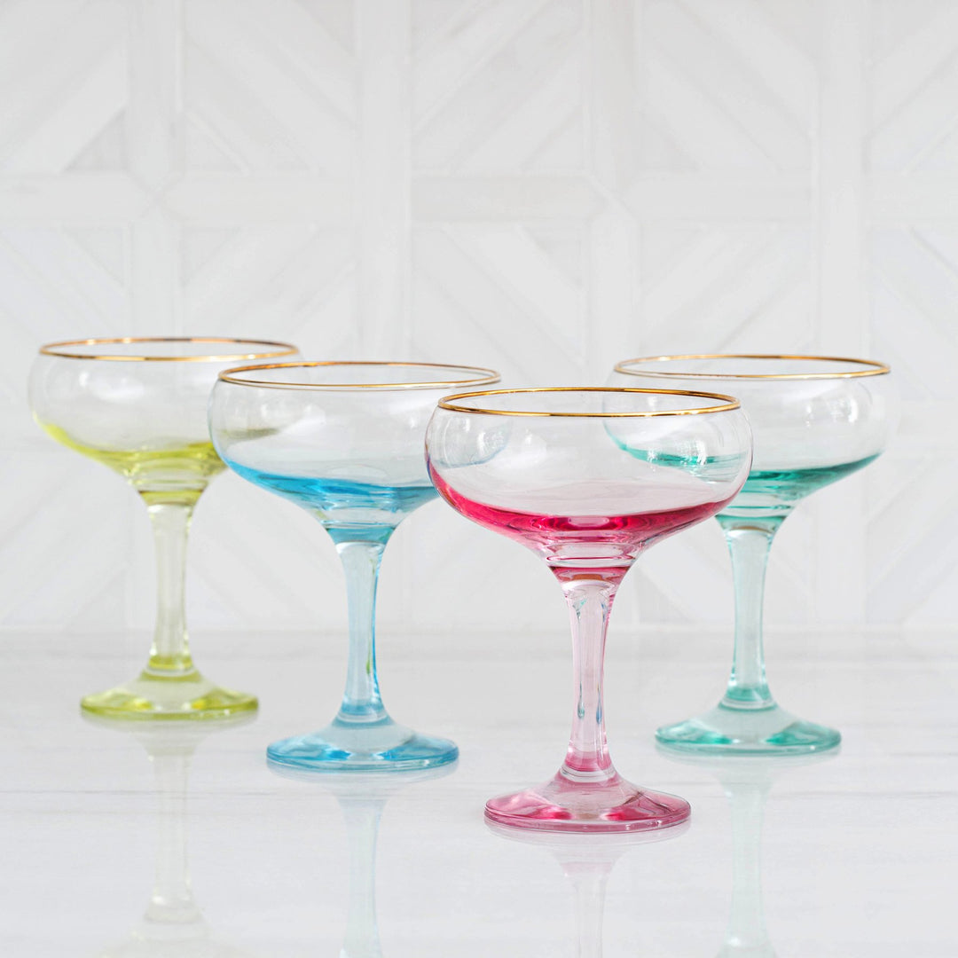 Rainbow Yellow Coupe Champagne Glass