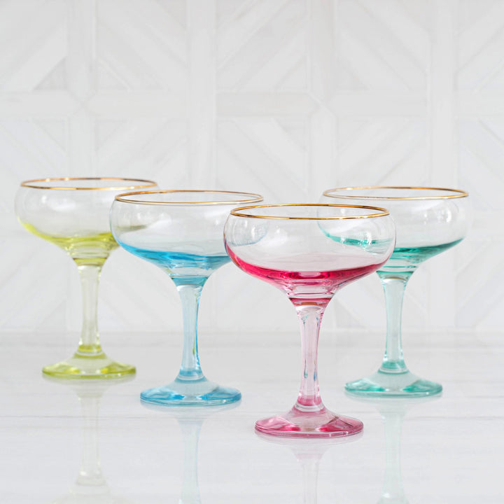 Rainbow Yellow Coupe Champagne Glass