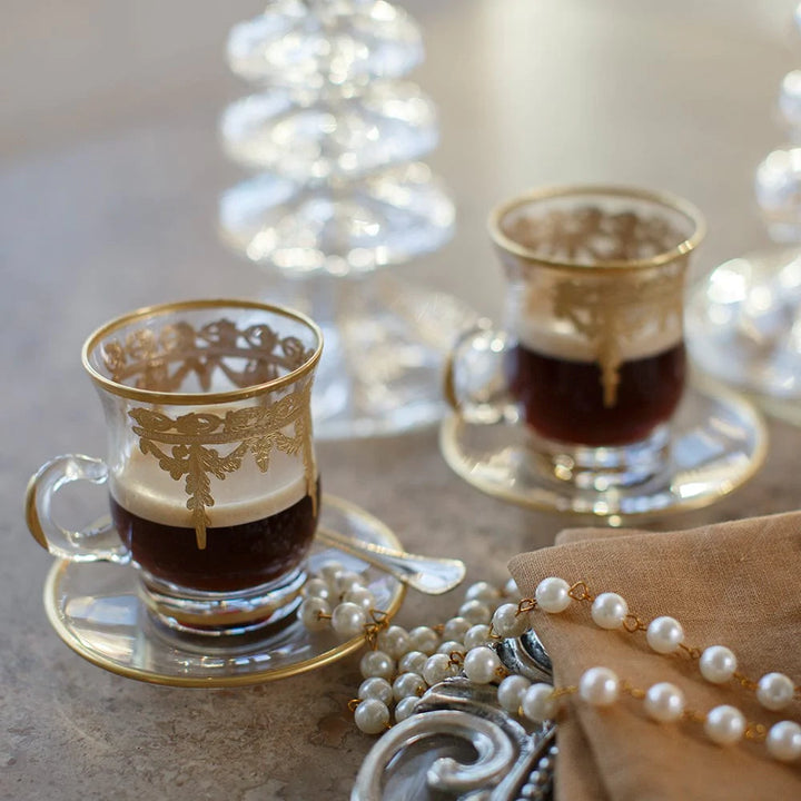 Vetro Gold Cup & Saucer with Spoon