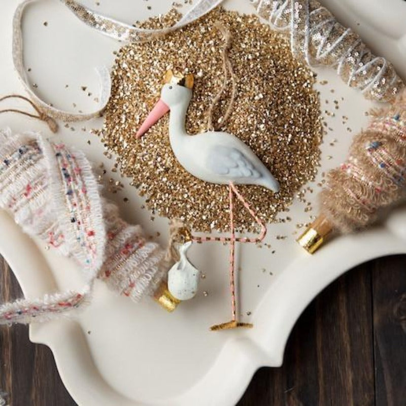 Pink Royal Stork Ornament