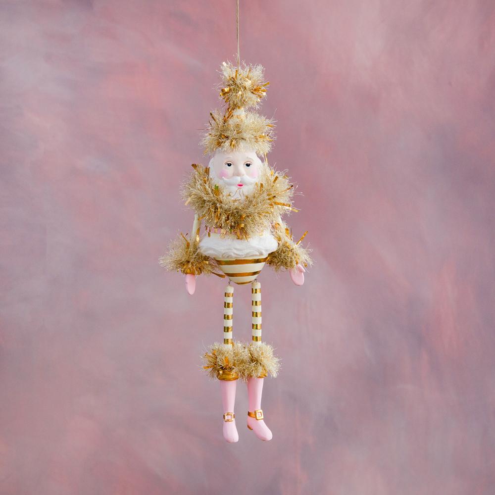 Large Gold & Blush Papa Noel Hanging Figure
