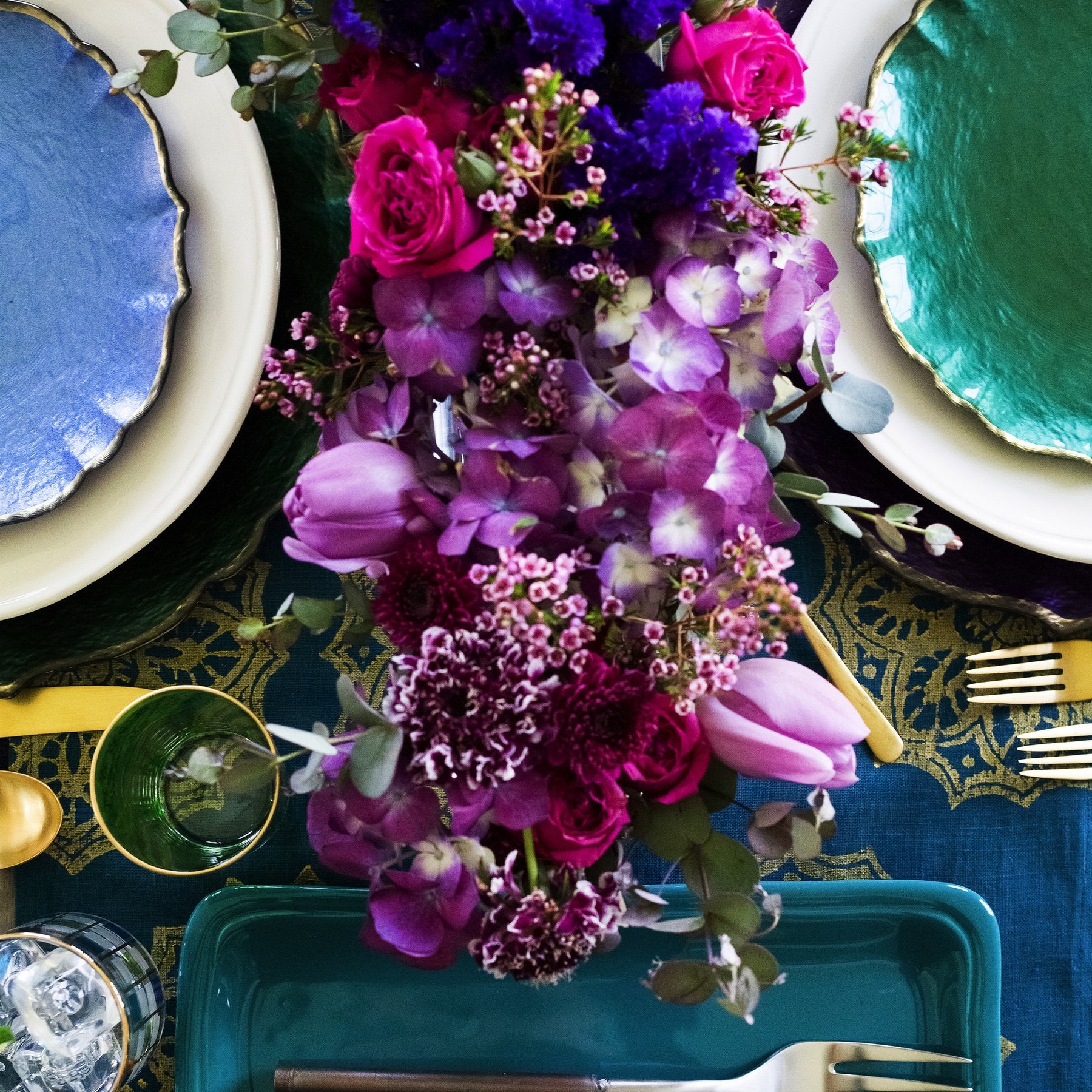 Baroque Glass Aqua Salad Plate