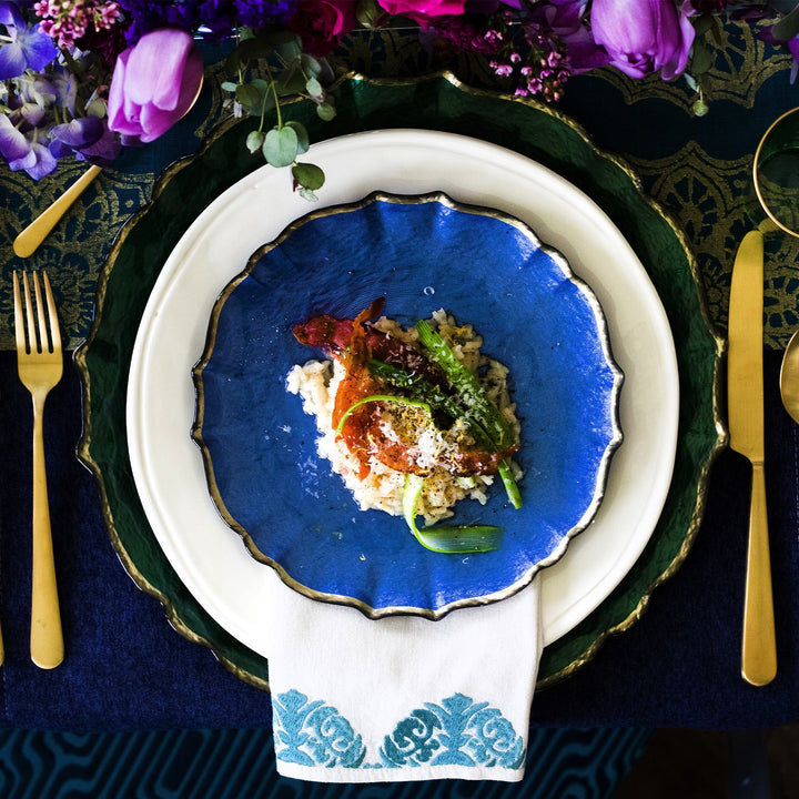 Baroque Glass Cobalt Salad Plate