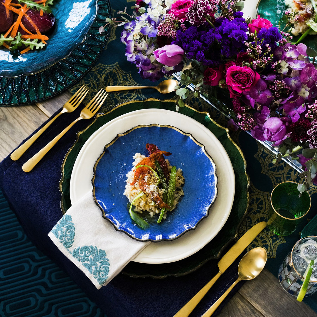 Baroque Glass Cobalt Salad Plate