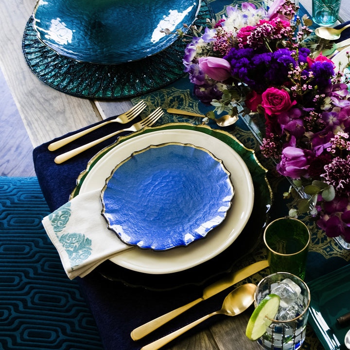 Baroque Glass Cobalt Salad Plate