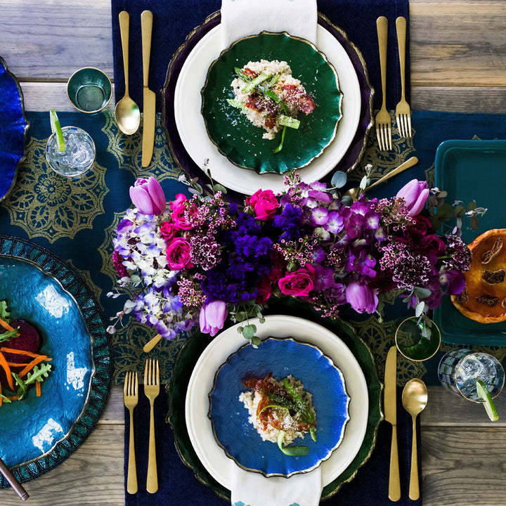 Baroque Glass Cobalt Salad Plate