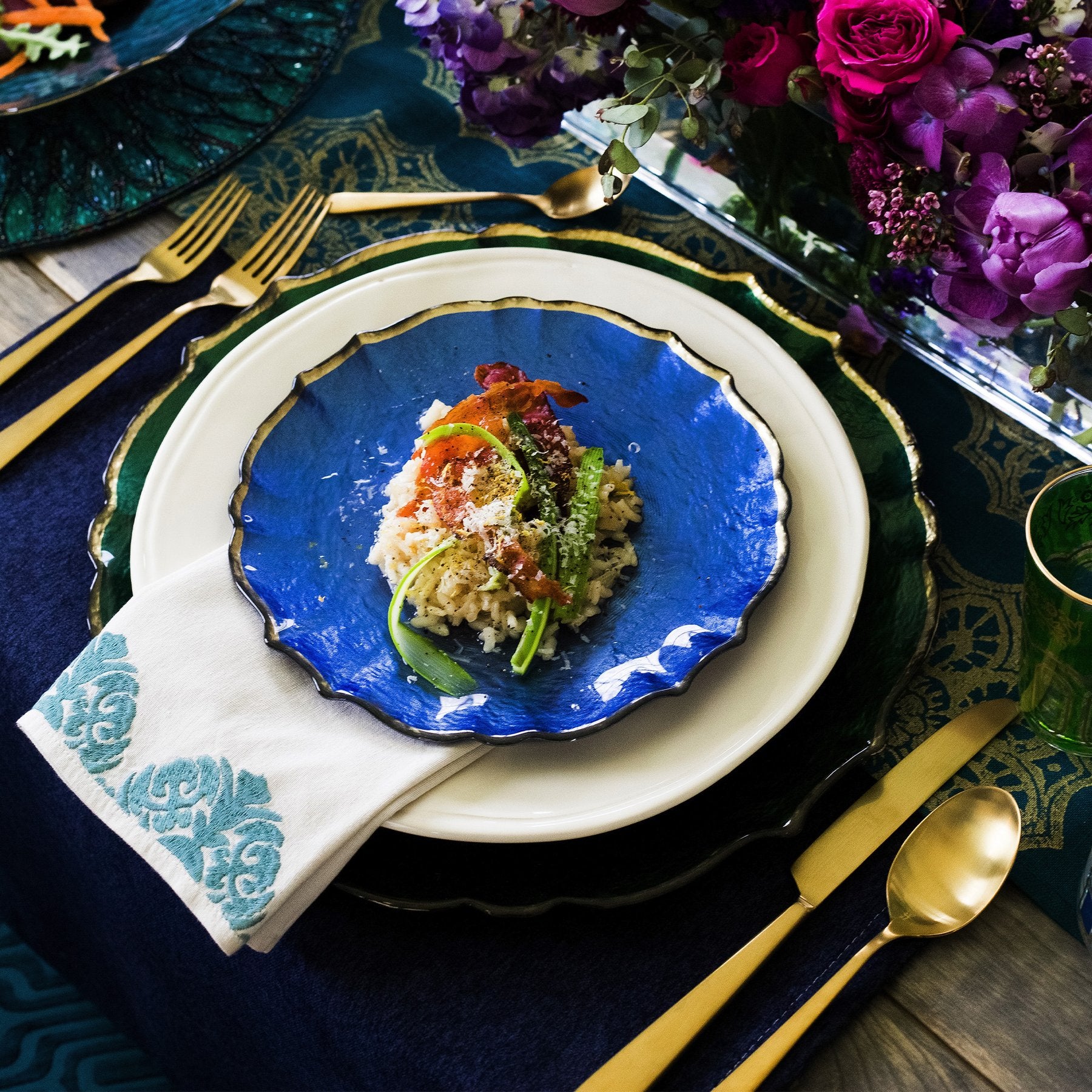Baroque Glass Cobalt Salad Plate