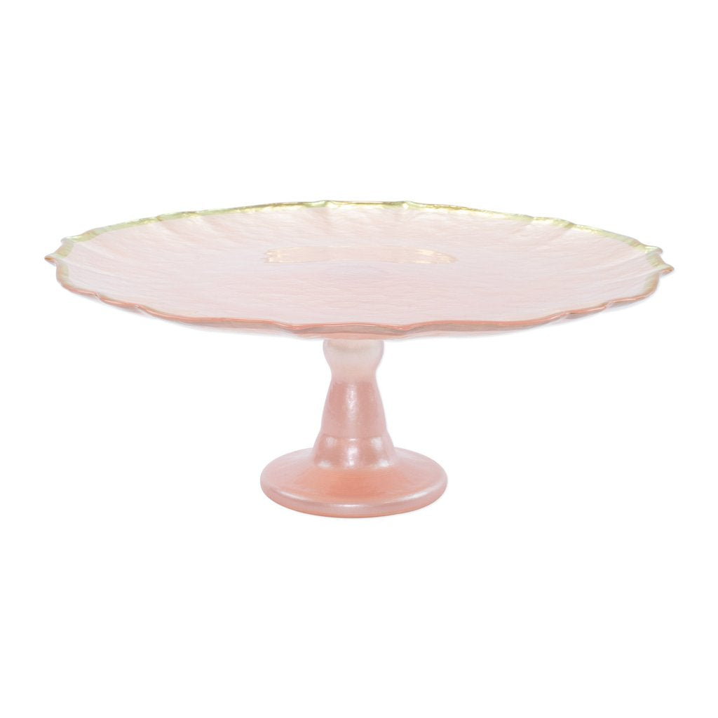 Pink Baroque Glass Cake Stand