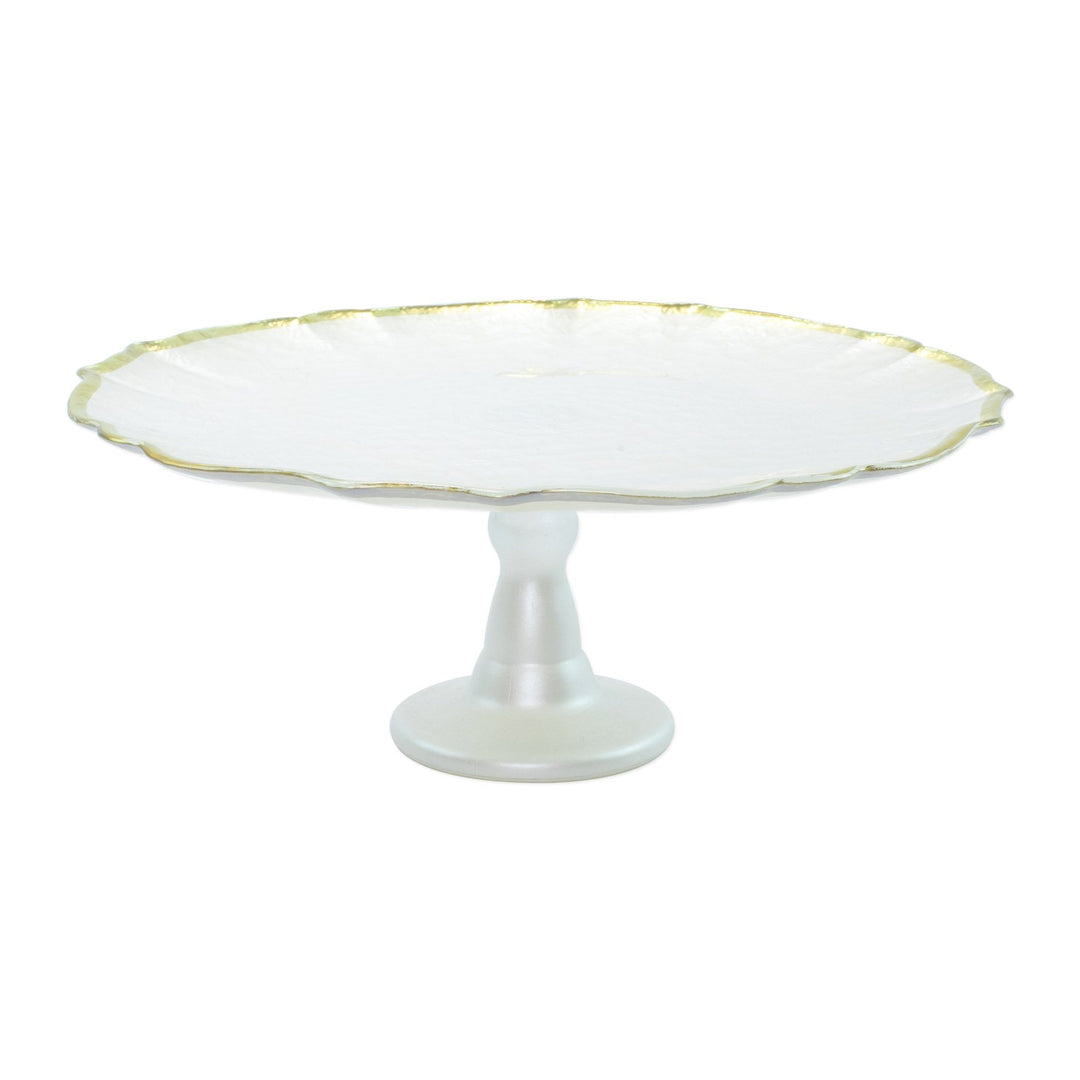White Baroque Glass Cake Stand