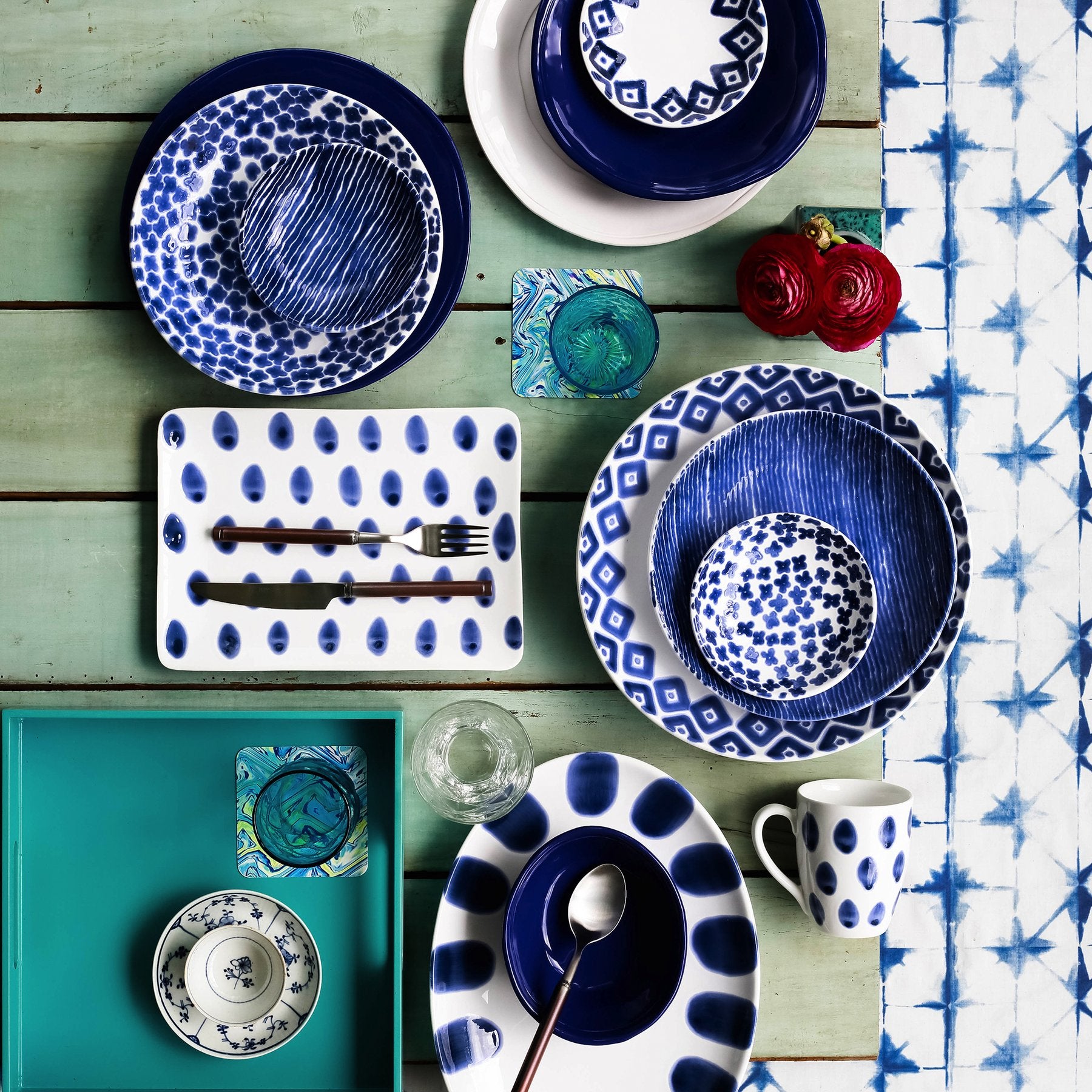 Santorini Dot Small Rectangular Platter