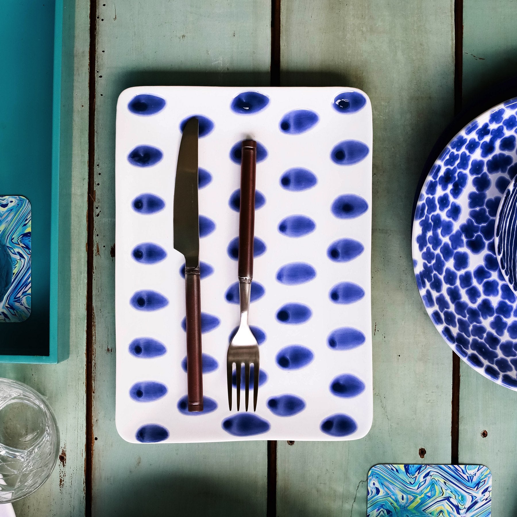 Santorini Dot Small Rectangular Platter