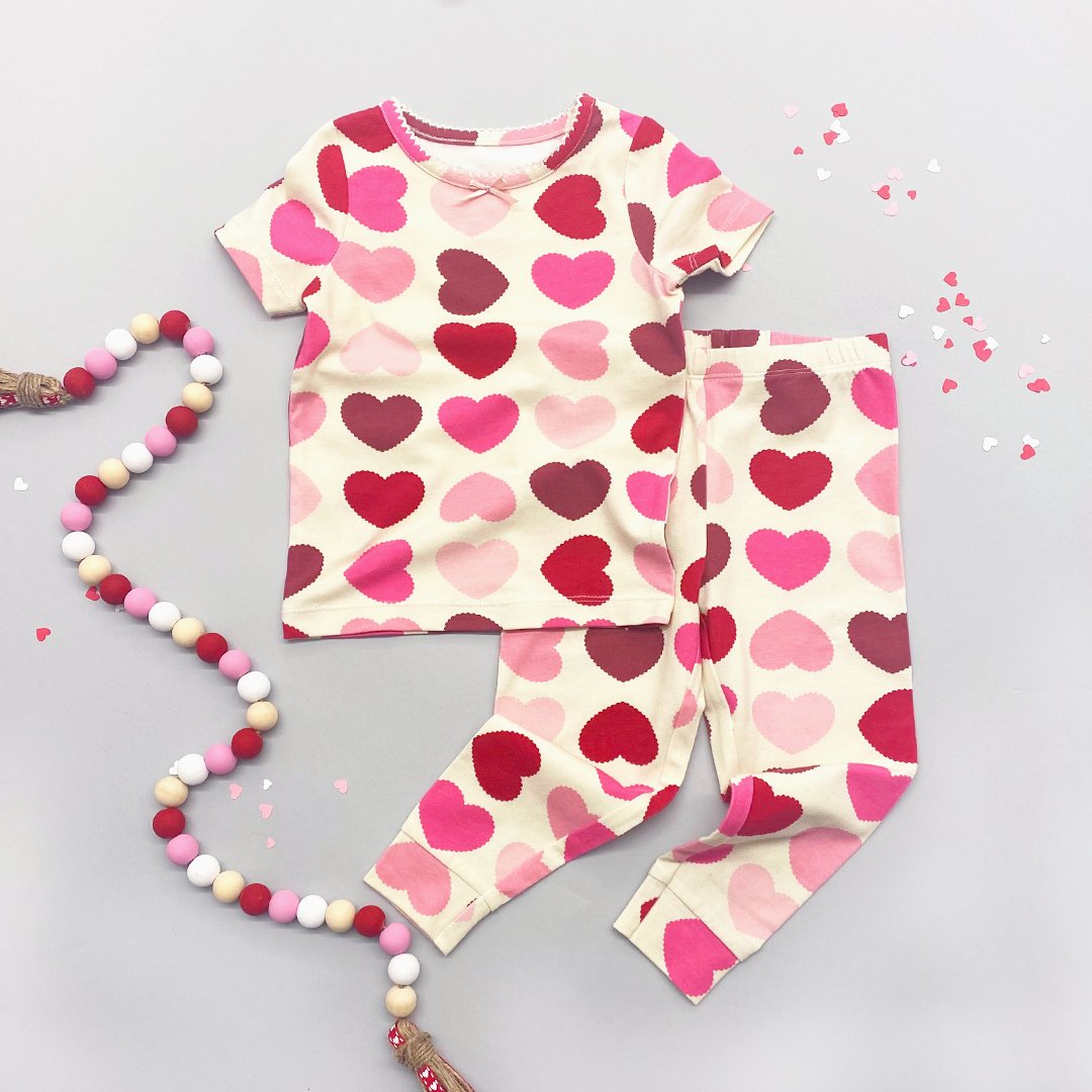 Scalloped Hearts Baby/Kid/Adult PJ Set