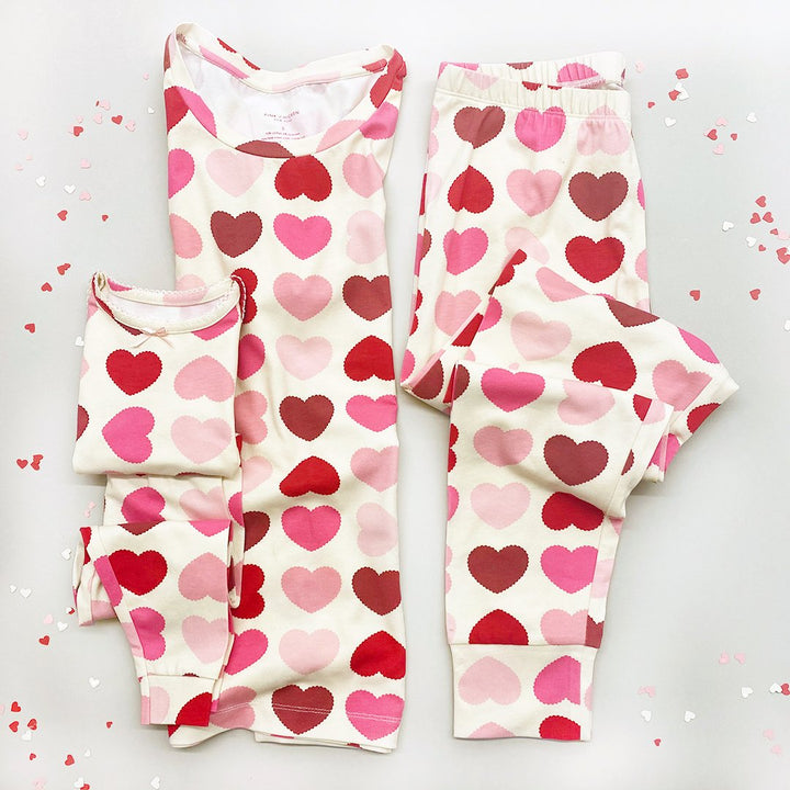 Scalloped Hearts Baby/Kid/Adult PJ Set