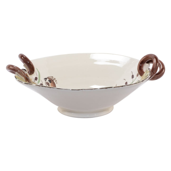 Wildlife Quail Scallop Handled Bowl