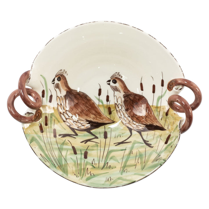 Wildlife Quail Scallop Handled Bowl