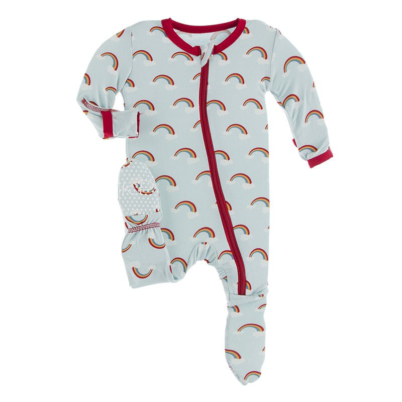 Spring Sky Rainbows Footie With Zipper