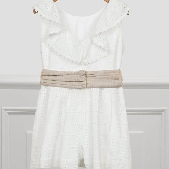 Natural Embroidered Romper