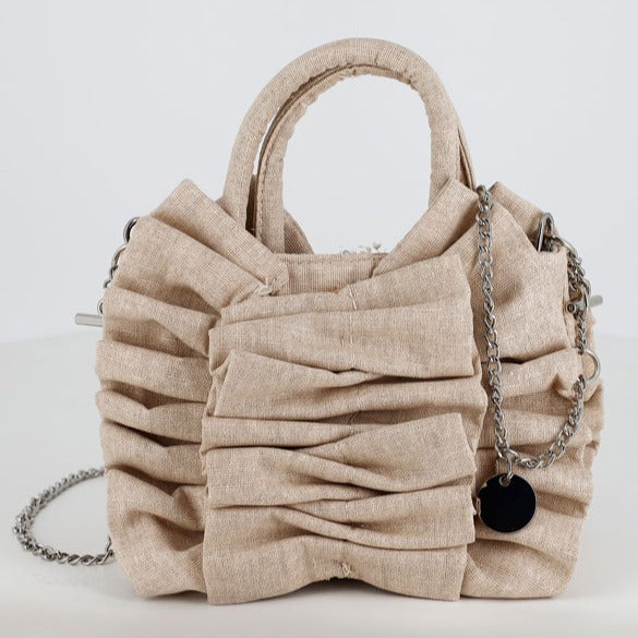 Linen Fabric Ruffled Bag